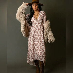 Joyfolie NWT Boho Maxi Dress Crystal in Ecru block XXL sold out Gorgeous